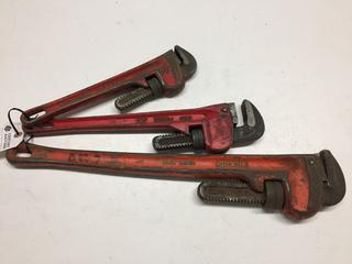 (3) Pipe Wrenches 14", 18" and Ridgid 24".