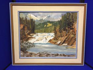 Landscape Painting by J.S. Neil. 25 1/4" x 21 1/4".