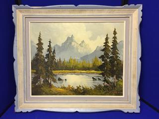 Landscape Painting by W. Harisch. 22" x 26".