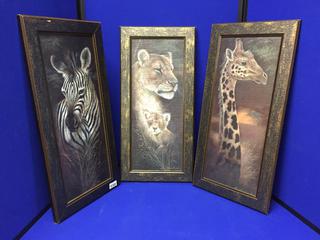 (3) Animal Prints. 11" x 23".