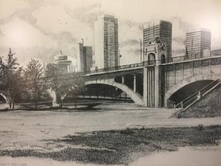 "Centre Street Bridge Before Renovation" & "Lougheed House" Sketches. 17" x 21".
