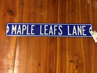 Maple Leafs Lane Metal Sign. 36" x 6".