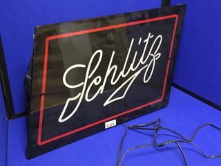Schlitz Light Up Sign. 13" x 19 1/2".