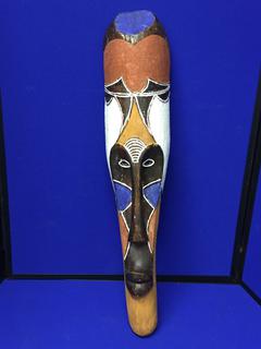 Painted Wooden Tiki Mask. Approximately 26" x 6".
