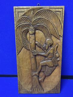 Carved Wood Art. 14" x 7".