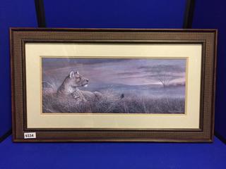 Lioness & Cub Print by Ruane Manning. 27 1/4" x 15 1/4".