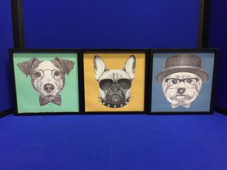 (3) Dog Head Prints. 8" x 8".