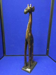 Wood & Metal Giraffe Statue. 24" H.