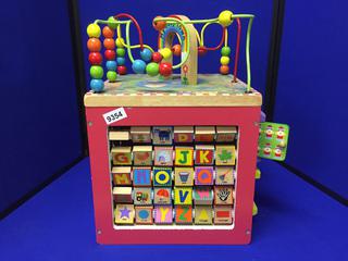 Children's Activity Cube. 11 3/4" x 11 3/4" x 11 3/4".