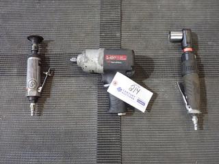Ingersoll Rand 2100G 1/2in Pneumatic Impact Wrench C/w Ingersoll Rand 107G 3/8in Pneumatic Ratchet Wrench And Chicago Pneumatic CP872 Die Grinder