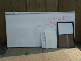 8ft X 4ft Whiteboard C/w (3) 16in X 23in Magnetic Boards and 24in X 36in White/Cork Board