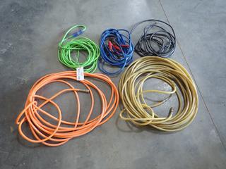 Qty Of (3) Pressurized Air Hoses C/w Booster Cables And Extension Cord