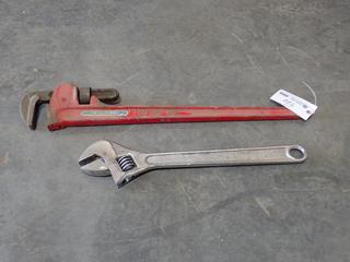 24in Adjustable Wrench C/w 36in Pipe Wrench