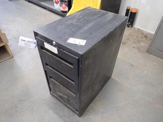 24in X 15in X 28in 3-Drawer Filing Cabinet C/w Contents And Qty Of Assorted Door Fixture Supplies And Furniture Felt Pads