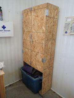 31in X 13in X 74in Plywood Storage Cabinet C/w Contents