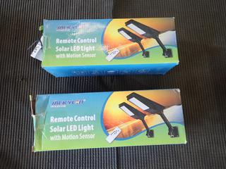 Qty Of (4) Jackyled Remote Control Solar Powered LED Lights w/ Motion Sensor *Unused*