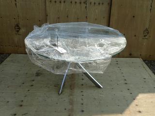 43in X 43in X 26in Glass Top Round Table