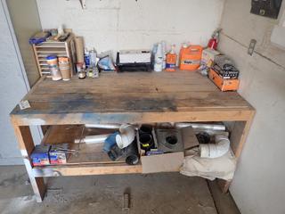 66in X 36in X 35in Wood Work Bench C/w Contents