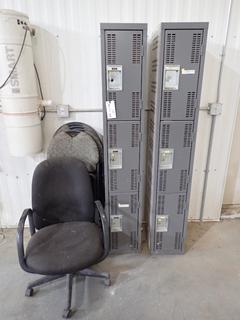 (2) 3-Section Lockers C/w (5) Folding Chairs And (1) Task Chair