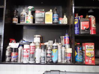 Qty Of Assorted Opened Spray Paints, Vehicle Fluids And Cleaners