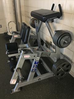 Hammer Strength Model ILKLC-B05 Plate-Loaded ISO-Lateral Kneeling Leg Curl Machine c/w Weight Plates. S/N 1627.