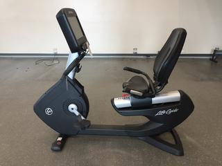 Life Fitness Model 95RS Life Cycle Recumbent Bike c/w Programmed Workouts & Touchscreen Display. S/N APB100580