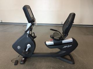 Life Fitness Model 95RS Life Cycle Recumbent Bike c/w Programmed Workouts & Touchscreen Display. S/N APB100578.