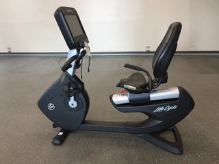 Life Fitness Model 95RS Life Cycle Recumbent Bike c/w Programmed Workouts & Touchscreen Display. S/N APB100582.