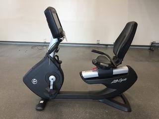 Life Fitness Model 95RS Life Cycle Recumbent Bike c/w Programmed Workouts & Touchscreen Display. S/N APB100585.
