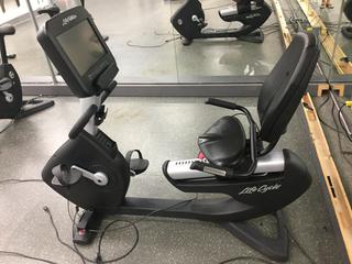 Life Fitness Model 95RS Life Cycle Recumbent Bike c/w Programmed Workouts & Touchscreen Display. S/N APB109540 