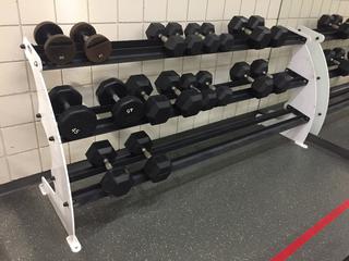 Steel Dumbbell Rack c/w Dumbbells.