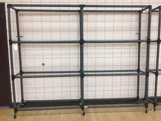 Rolling PVC Rack, 9'x 17"x 7'.
