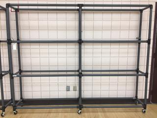 Rolling PVC Rack, 9'x 17"x 7'.
