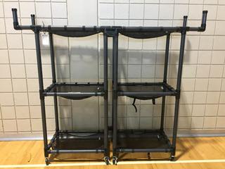 Rolling PVC Storage Rack c/w Mesh Shelves, 77"x 22"x 69".
