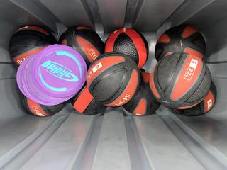 (10) Assorted Weighted Workout Balls & (6) Fitness Gliders.