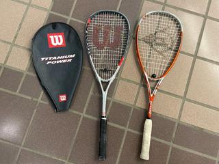 (2) Squash Rackets c/w (1) Cover.