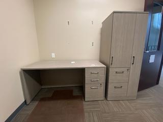 Desk (60"x 24"x 29") c/w 3-Drawers & Storage/File Cabinet (24"x 24"x 65-1/4").