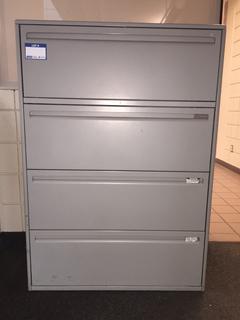 Metal 4-Drawer File Cabinet, 36"x 18"x 51".
