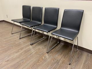 (4) Padded Chairs c/w Metal Legs.