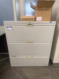 Grey Metal 3-Drawer File Cabinet, 36"x 18"x 40-1/2".