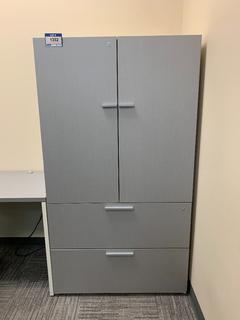 Grey 2-Door, 2-Drawer Storage/File Cabinet, 36"x 24"x 65".