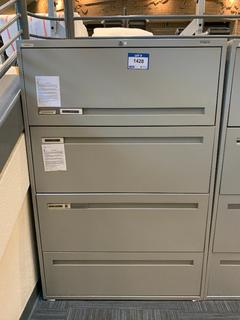 Grey Metal 4-Drawer File Cabinet, 36"x 18"x 54-1/2".