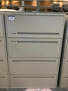 Grey Metal 4-Drawer File Cabinet, 36"x 18"x 54-1/2".