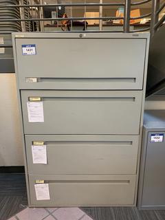 Grey Metal 4-Drawer File Cabinet, 36"x 18"x 54-1/2".