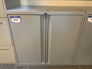 Grey Metal Storage Cabinet, 30"x 20"x 29".