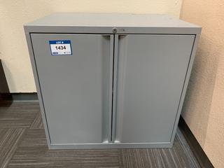 Grey Metal Storage Cabinet, 30"x 20"x 29".