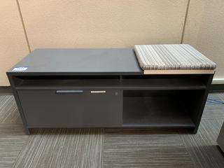 (2) Grey Benches c/w Locking Drawer & Cushion, 54"x 20"x 22-1/2".