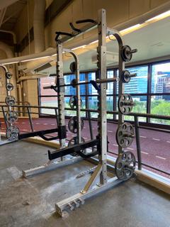 Hammer Strength HDHR A01 HD Elite Half Rack c/w Weight Plates & Bar, No Bench. S/N 0686