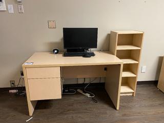 Wooden Desk (48"x 23-3/4"x 28-1/2") & Matching Book Shelf, 15-3/4"x 11"x 41-1/2".