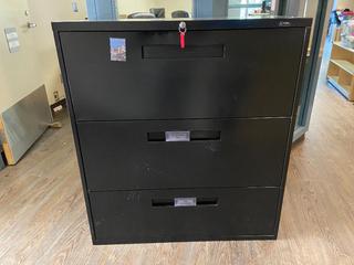 Black Metal 3-Drawer File Cabinet, 36"x 18"x 41.